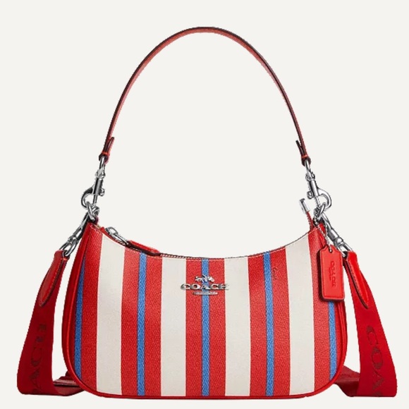 NWT - Teri Shoulder Bag - Red and Blue Striped Crossbody Bag - Picture 3 of 8
